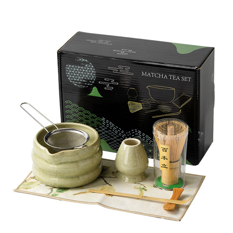 4-piece Japanese matcha ceramic tea set in light green
